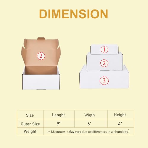 WINHPH 9x6x4 Inches Shipping Boxes Set of 15,White Corrugated Cardboard Box Literature Mailer for Small Business, Literatu...