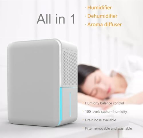 3 in 1 Dehumidifier, Humidifier & Aroma Diffuser with Air Combo One - 39Oz, Small Auto Purifier Humidity Control Quiet 27d...