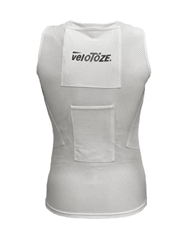 veloToze - Men's Cooling Cycling Vest, 4 reusable cooling packs included, keep cool while riding indoors and outdoors - WHITE
