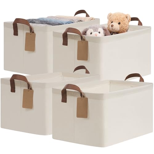 CHICVITA 4 Pack Large Storage Baskets for Shelves, Collapsible Closet Organizer Bins with Metal Frame, Fabric Storage Bins...