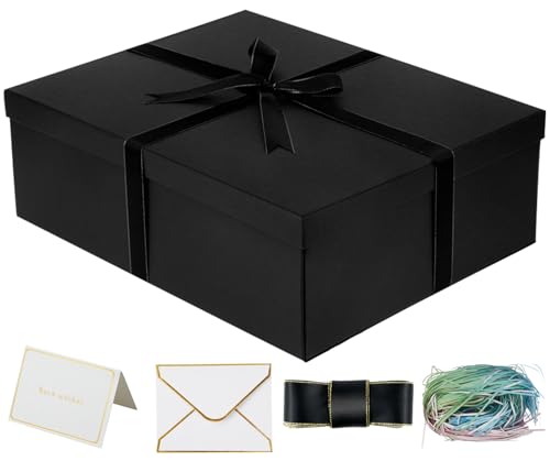 YINUOYOUJIA Large Gift Box 16.5x13x5.5 inches,Black Gift Boxes with Lids for Presents,Birthday,Valentine's Day,Mother's Da...