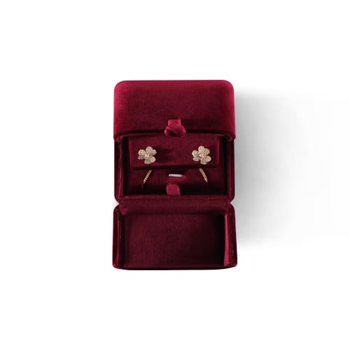 Dansmiy Resilient Velvet Earrings Necklace Dual-Purpose Storage Box, Stud Earring Display Box For Girlfriend Wife, Premium...