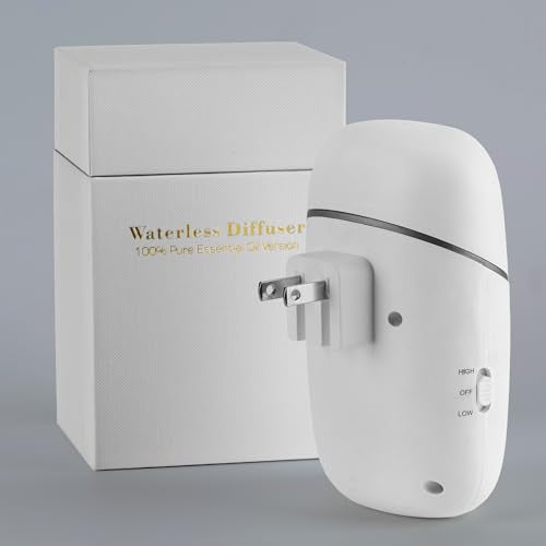 Waterless Essential Oil Diffuser : Plug in Diffuser for Bathroom, Bedroom, Living Room, Kitchen. Daily 12H Timer Intermitt...