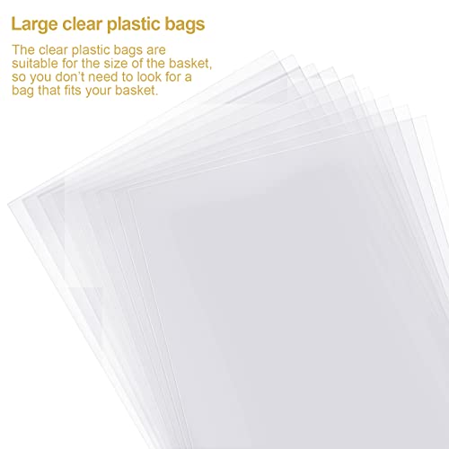 Canlierr 50 Pcs Baskets for Gifts Empty Set 12 Pcs 10 x 7 x 3 Thick Kraft Market Tray Small Gift Baskets 18 Clear Gift Bag...