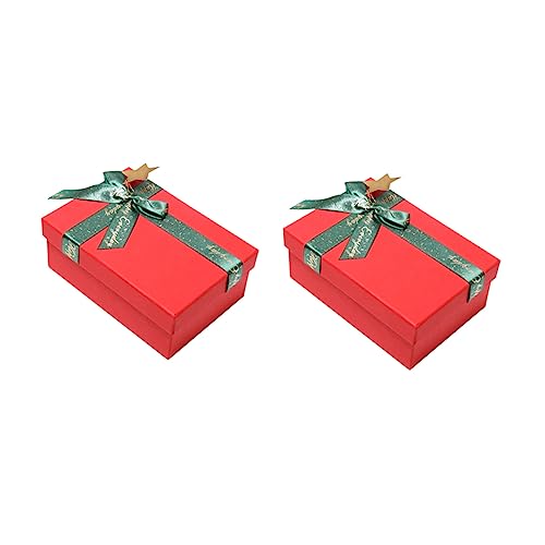 KALLORY 2pcs Boxes Holiday Packing Boxes for Christmas Birthday Ribbons Elegant Bronzing Craftsmanship for Any Celebration