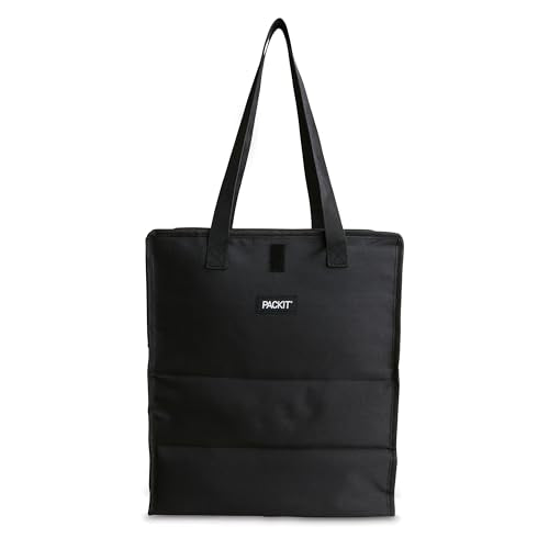 PackIt(R) Freezable Grocery Tote, Black, Built with EcoFreeze(R) Technology, Foldable, Collapsible, Reusable, Zip Closure,...