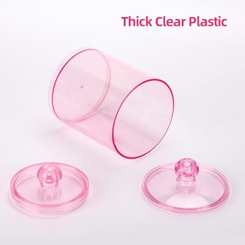 Tbestmax 12 oz & 10 oz Qtip Holder - 4 Pack Restroom Bathroom Organizers and Storage Containers, Pink Plastic Apothecary J...