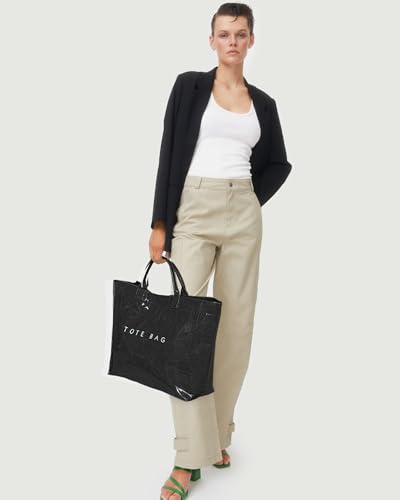 Lushandy PVC Tote Bag Women's Letters Print Hobo Handbag 14L Waterproof Plastic Tote Purse for Work, Beach, Shopping