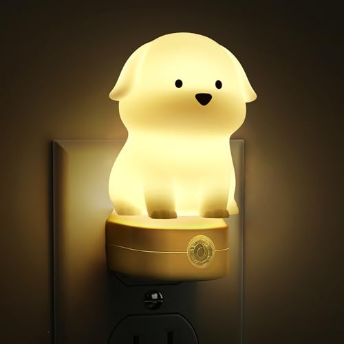 L LOHAS LED Plug in Night Light for Kids, 3D Cute Puppy Night Lights with Dusk to Dawn Sensor, RGB+Soft White 3000K Dog Ni...