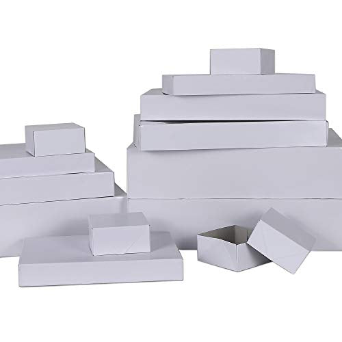 MOMONI Premium 13 Piece White Gift Boxes with Lids of Assorted Sizes with 4 inch Deep Robe Wrapping Boxes Set for Wrapping...