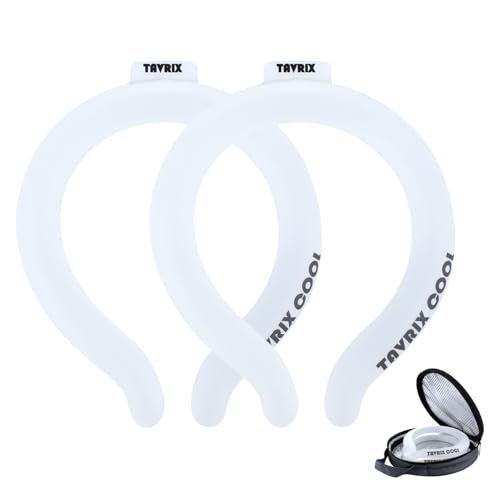 2Pack Neck Cooling Tubes with Insulated Cooler Bag - Reusable Ice Neck Cooler for Hot Weather, Hands Free Cooling Ring, Ch...