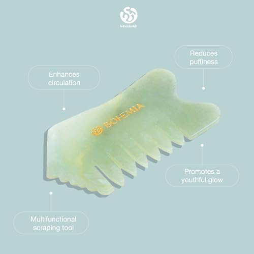Bohemia Skin Gua Sha Facial Tools – Lymphatic Drainage Massager Stone & Face Massage Tools, Guasha Tool for Face. Great Se...