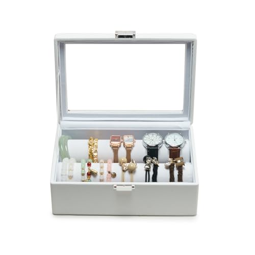XHMQYC Bracelets Organizer Rods Bangles Display Holder, Clear See through Lid Leather Velvet Jewelry Storage Box Case for ...