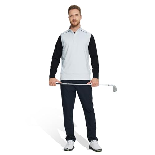 M MAELREG Golf Vests For Men Dry Fit Lightweight Moisture Wicking Performance Sports Breathable Golf 1/4 Zip Pullover Men