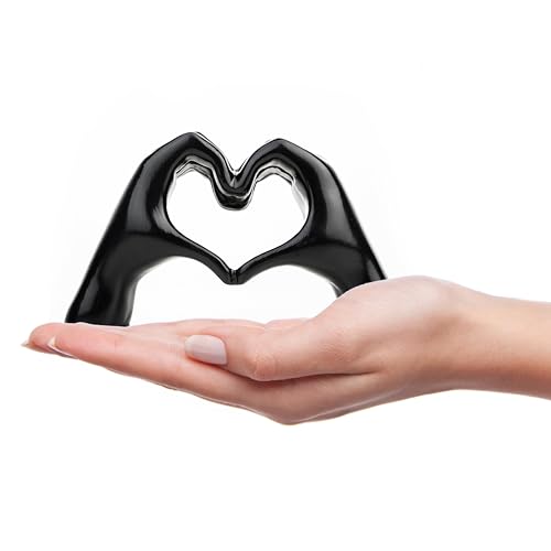 Small Heart Hands Sculpture Decor for Living Room Bedroom Bookshelf Coffe Table and Office Display, Love Finger Statue Mod...