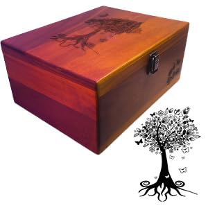 Active Lotus Tree of Life Large Premium Wood Keepsake Box with Hinged Lid and Metal Latch Storage Boxes with Lid Engraved ...