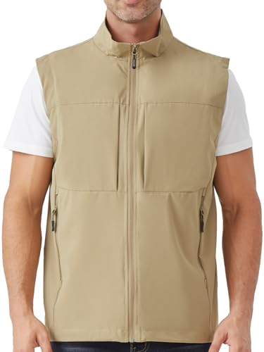 EIGIOO Men's Lightweight Vest Outerwear with Multi Pockets Windproof Sleeveless Jacket for Travel Outdoor Golf