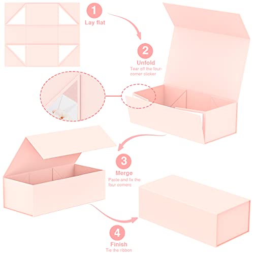 MONDEPAC Gift Box 12" x 6" x 4",Large Gift Box with Lid, Pink Boxes for Presents,Birthday,Valentine's Day,Mother's Day,Chr...