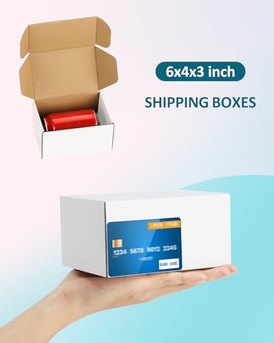 Poever Shipping Boxes 6x4x3 inches Small Mailing Boxes 50 Pack White Cardboard Corrugated Box Mailers