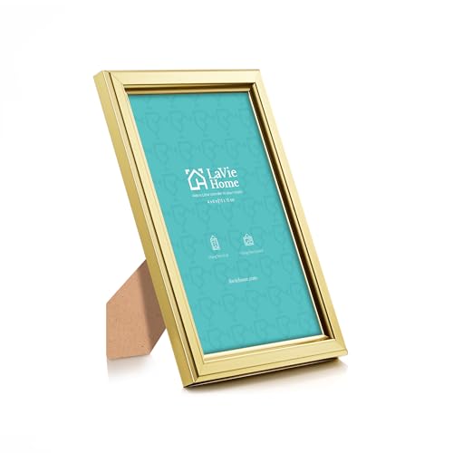 LaVie Home 4x6 Picture Frames (6 Pc, Gold) Simple Designed Photo Frame with High Definition Glass for Wall Mount & Table T...