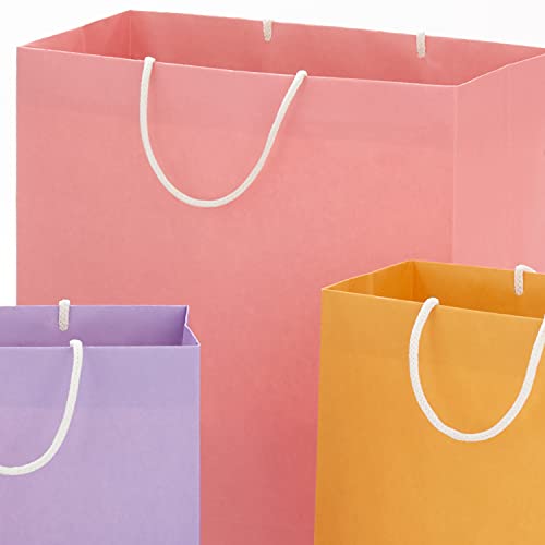 Hallmark Recyclable Gift Bag Assortment (8 Bags: 3 Small 6", 3 Medium 9", 2 Large 13") Pastel Blue, Pink, Yellow, Purple, ...