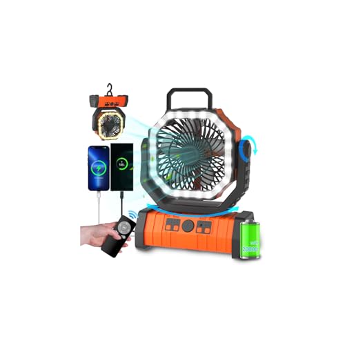 ADUST Camping Fan - 20000mAh Battery Powered Fan Battery Operated Rechargeable Portable Outdoor Tent Fans with Hanging Hoo...