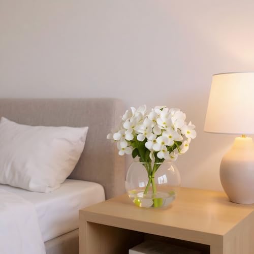 CZWBE 2 Pcs Hydrangea Artificial Flowers - Fake Flowers Real Touch Floral Arrangement with Faux Water in Glass Vase, Home,...