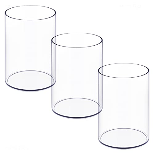 NiOffice Stylish Clear Acrylic Desk Organizer Pen and Pencil Holders Set of 3, Round Makeup Brush Storage Perfect for Hom...