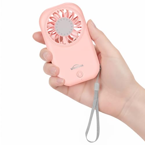 WHATOOK Mini Fan Small Portable Fans: Personal Makeup Handheld Fans USB Rechargeable, Lightweight Home Office Outdoor Trav...