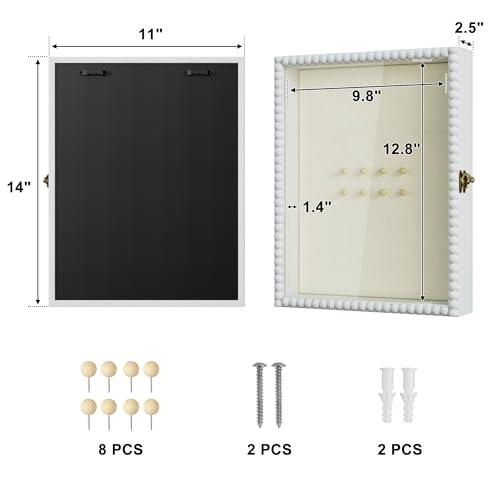 Love-KANKEI Shadow Box Frame 11x14, Deep Large Shadow Box Display Case with Unique Beads Door and Glass Window, Wood Memor...