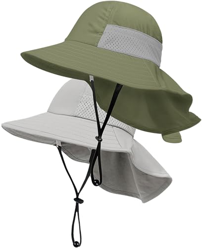 Toddler Baby Sun Hat Kids Summer Beach Essentials Adjustable Beach Hats with Bucket Wide Brim for Boys Girls Age 0-14 Years