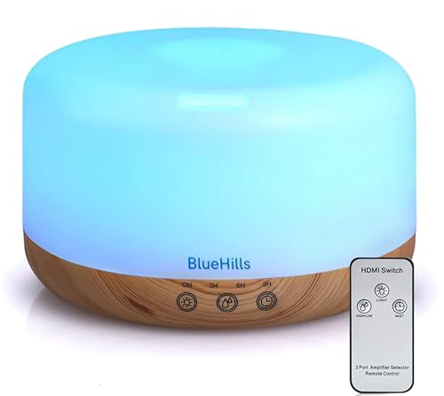 BlueHills Premium 1000 ML XL Essential Oil Diffuser Aromatherapy Humidifier with Remote Timer for Large Room Home 18 Hour ...