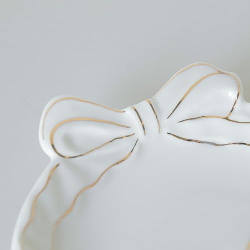 COLLECTIVE HOME Custom Initial Ceramic Jewelry Tray with Bow - Ring Holder & Earring Dish | Christmas Gift Idea for Women,...
