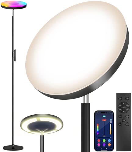 Keepsmile Double Side Lighting Led Floor Lamp with Remote Smart App 36W/2600LM Bright Tall Standing RGB Floor Lamp Angle M...