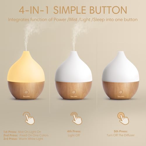 SALKING Essential Oil Diffuser, 100ml Small Aromatherapy Diffuser with Auto Shut-Off Function, Ultrasonic Diffusers for Es...
