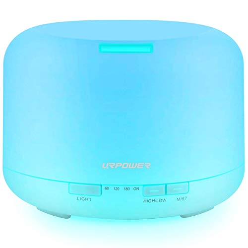 URPOWER Upgraded 500ML Essential Oil Diffuser Humidifiers Ultrasonic Aromatherapy Diffusers with 4 Timer Settings and Wate...