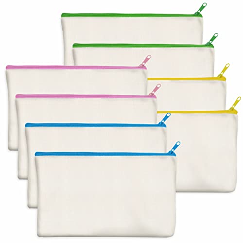 8 Pack Canvas Colorful Zipper Bags, DIY Craft Bags Travel Canvas Makeup Pouches for Cosmetic Toiletry Stationery Storage (...