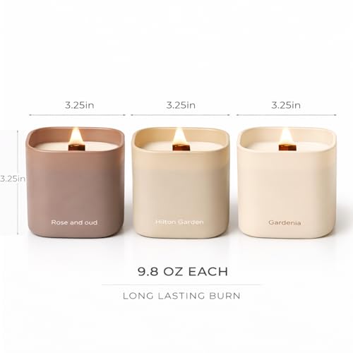 Set of 3 Premium Scented Soy Candles Gift Set | Nature's Bloom Collection - Gardenia, Hilton Garden and Rose & Oud | Crack...