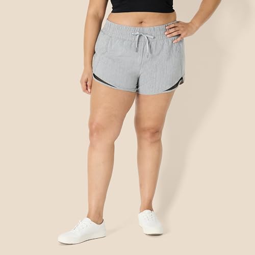 Amazon Essentials Women's Regular-Fit Athletic Ruched Waistband Woven Running Shorts with Zip Pocket
