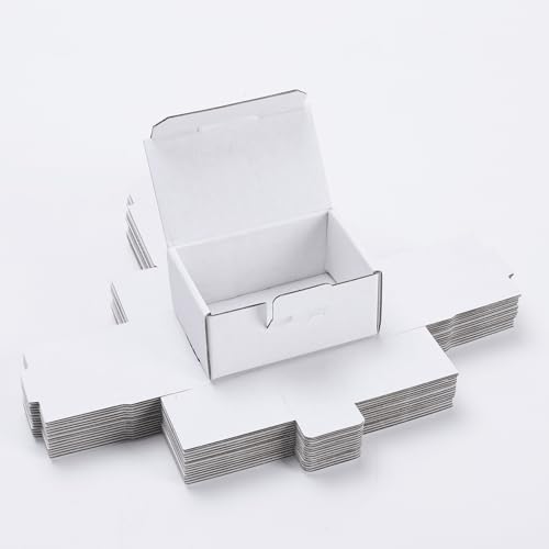 LineKap Small Shipping Boxes 3.5x2.2x1.6 Inches, 10-Pack White Corrugated Cardboard Boxes for Mailing, Storing, Gift Packa...