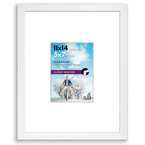Americanflat 11x14 Picture Frame with Shatter-Resistant Glass - Use as 5x7 Frame with Mat or Display 11x14 Photo Without M...