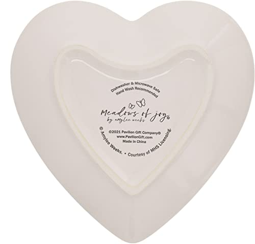 Pavilion Gift Company - Friend - Ceramic Heart-Shaped Keepsake Dish, Watercolor Floral Design, Valentines Day Gift For Gir...