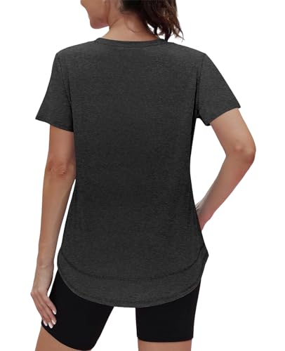XIEERDUO Womens Workout Tops Short Sleeve Shirts Quick Dry Outfits for Hiking Running V Neck S-3XL