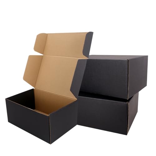 JIUZHOUXIN Shipping Boxes,9"x6"x4" Black Corrugated Cardboard Boxes, Which is Anti-Impact Come with Exquisite Sealing Labe...