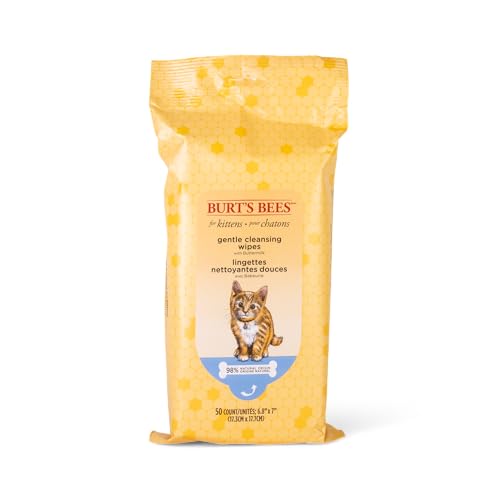 Burt's Bees for Pets Kitten Grooming Wipes with Buttermilk and Honey, Waterless Cat Bath Wipes for Face, Paws, Tail and Co...