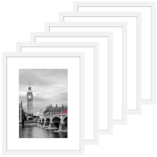 Fixwal 8x10 Picture Frame Set of 6, Gift for 2026 Graduation Father's Day, Thin Border and Light Weight Photo Frames for W...