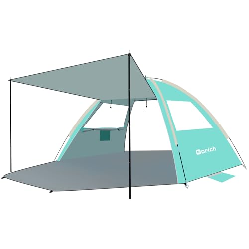Gorich Beach Tent with Canopy - Easy Setup 3-4/5-6/7-8 Person Portable Sun Shelter, UPF 50+ UV Protection Sun Shade, Light...