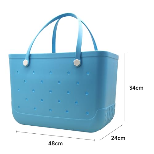 Beach Totebag X-Large Waterproof Sandproof Rubber Beach Tote Bag with Zipper Pocket and Phone Kickstand Cup