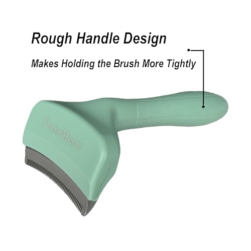 FurorMeow Pet Deshedding Tool with Curve Blade, Cat Grooming Brush, Tight V-shaped Teeth Shedding Comb for Cats and Dogs (...