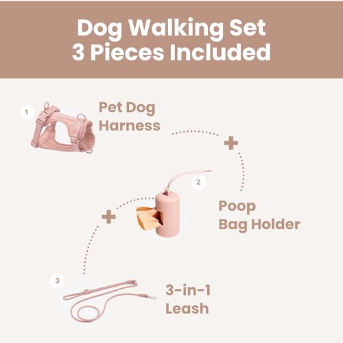MY PET MARKET No Pull Dog Harness and Leash Set 3-in-1 Adjustable Anti Pull Dog Puppy Harness with Hands-Free Matching Lea...
